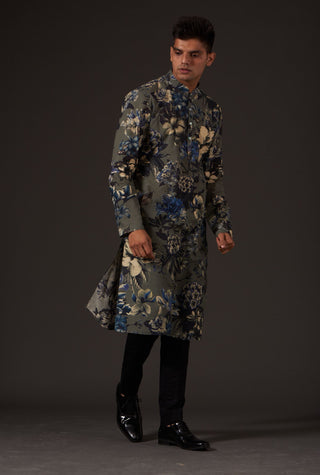 Balance By Rohit Bal-Grey Printed Kurta-INDIASPOPUP.COM