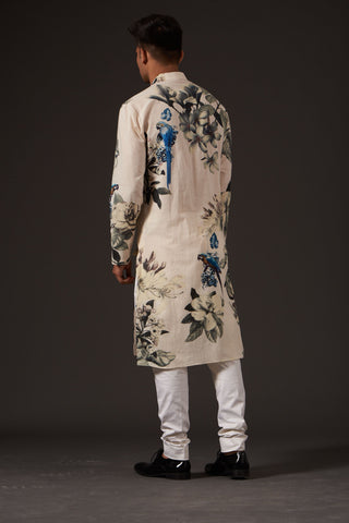 Balance By Rohit Bal-Ivory Floral Printed Kurta-INDIASPOPUP.COM