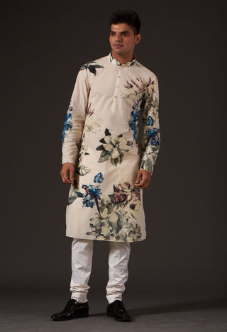 Balance By Rohit Bal-Ivory Floral Printed Kurta-INDIASPOPUP.COM