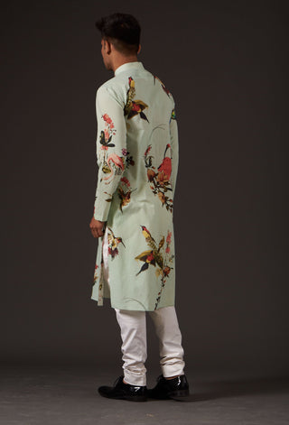 Balance By Rohit Bal-Sky Blue Floral Printed Kurta-INDIASPOPUP.COM