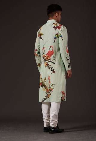 Balance By Rohit Bal-Sky Blue Floral Printed Kurta-INDIASPOPUP.COM