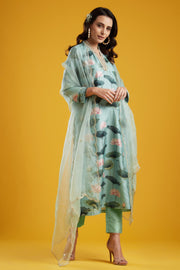 Aayushi Maniar-Aqua Printed Tunic Set-INDIASPOPUP.COM
