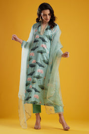 Aayushi Maniar-Aqua Printed Tunic Set-INDIASPOPUP.COM