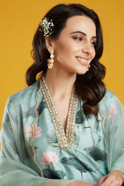 Aayushi Maniar-Aqua Printed Tunic Set-INDIASPOPUP.COM