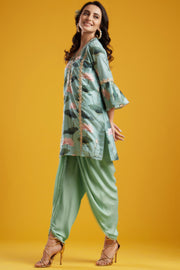 Aayushi Maniar-Aqua Tunic With Dhoti Set-INDIASPOPUP.COM