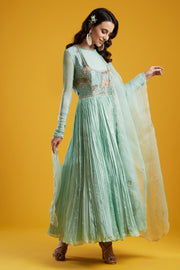 Aayushi Maniar-Aqua Anarkali Set-INDIASPOPUP.COM