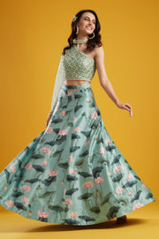 Aayushi Maniar-Aqua Kali Lehenga Set-INDIASPOPUP.COM