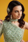 Aayushi Maniar-Aqua Kali Lehenga Set-INDIASPOPUP.COM