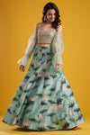 Aayushi Maniar-Aqua Printed Lehenga Set-INDIASPOPUP.COM