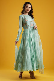 Aayushi Maniar-Aqua Anarkali Set-INDIASPOPUP.COM