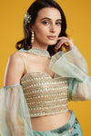 Aayushi Maniar-Aqua Printed Lehenga Set-INDIASPOPUP.COM