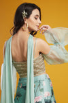 Aayushi Maniar-Aqua Printed Lehenga Set-INDIASPOPUP.COM