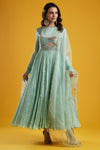 Aayushi Maniar-Aqua Anarkali Set-INDIASPOPUP.COM