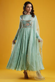 Aayushi Maniar-Aqua Anarkali Set-INDIASPOPUP.COM