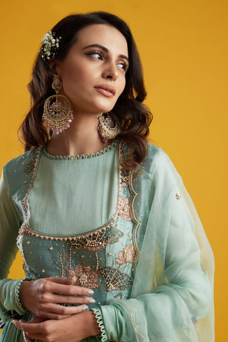 Aayushi Maniar-Aqua Anarkali Set-INDIASPOPUP.COM