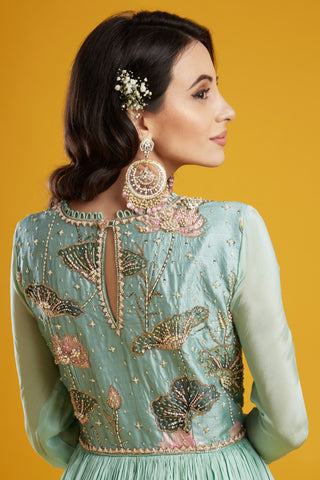 Aayushi Maniar-Aqua Anarkali Set-INDIASPOPUP.COM