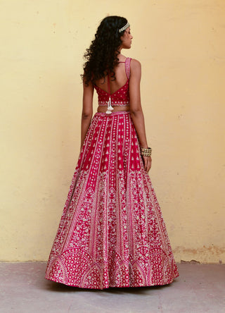 Chamee And Palak-Riana Pink Embroidered Lehenga Set-INDIASPOPUP.COM