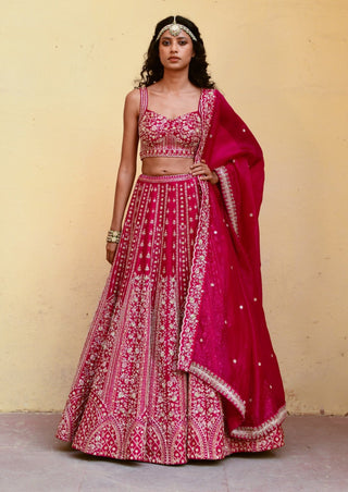 Chamee And Palak-Riana Pink Embroidered Lehenga Set-INDIASPOPUP.COM