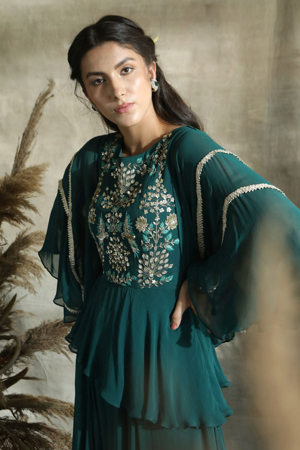 Turquoise By Rachit Khanna-Bottle Green Dress-INDIASPOPUP.COM