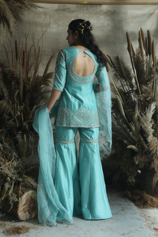 Turquoise By Rachit Khanna-Dark Turquoise Kurta Set-INDIASPOPUP.COM