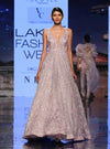 Varun Chakkilam-Lilac Organza Embroidered Gown-INDIASPOPUP.COM