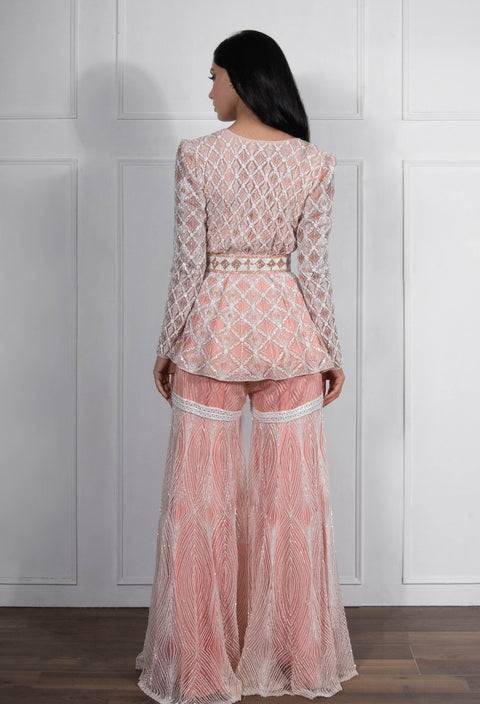 Ritika Mirchandani-Ivory Pink Embroidered Sharara Set-INDIASPOPUP.COM