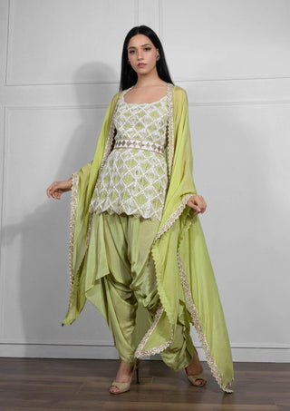 Ritika Mirchandani-Ivory Jade Green Embroidered Kurta Set-INDIASPOPUP.COM