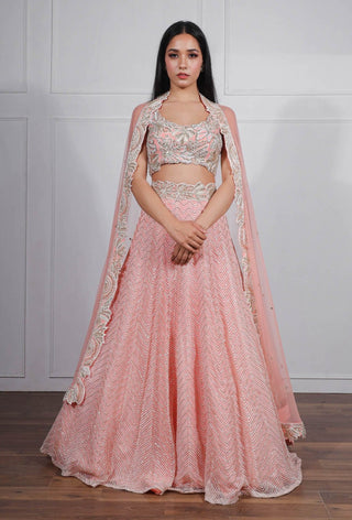 Ritika Mirchandani-Ivory Pink Floral Embroidered Lehenga Set-INDIASPOPUP.COM