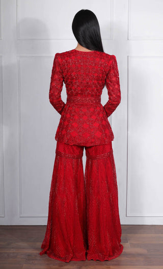 Ritika Mirchandani-Red Embroidered Sharara Set-INDIASPOPUP.COM