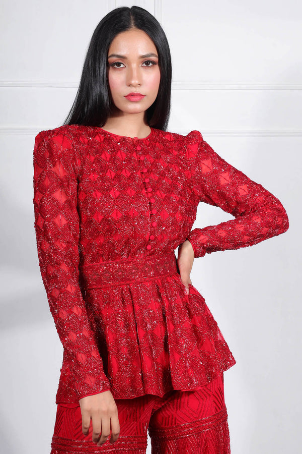 Ritika Mirchandani-Red Embroidered Sharara Set-INDIASPOPUP.COM