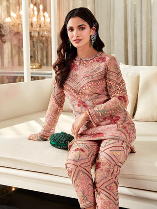 Ridhi Mehra-Amaryllis Pink Embroidered Kurta With Pants-INDIASPOPUP.COM