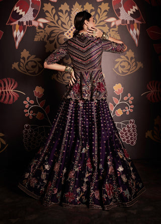 Ridhi Mehra-Noorien Purple Embroidered Lehenga Set-INDIASPOPUP.COM