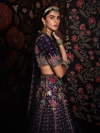 Ridhi Mehra-Miraan Purple Embroidered Lehenga Set-INDIASPOPUP.COM