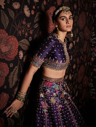 Ridhi Mehra-Miraan Purple Embroidered Lehenga Set-INDIASPOPUP.COM