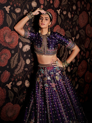 Ridhi Mehra-Miraan Purple Embroidered Lehenga Set-INDIASPOPUP.COM