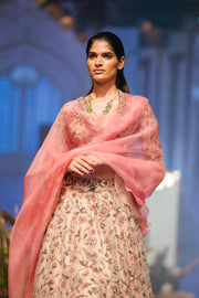 Ridhi Mehra - Champagne & Pink Embroidered Lehenga Set - INDIASPOPUP.COM