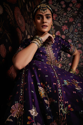 Ridhi Mehra-Miraan Purple Embroidered Lehenga Set-INDIASPOPUP.COM