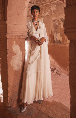 Ridhi Mehra-Aina Ivory Embroidered Jacket And Jumpsuit With Drape-INDIASPOPUP.COM
