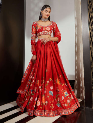 Ridhi Mehra-Rayen Red Embroidered Lehenga Set-INDIASPOPUP.COM