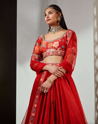 Ridhi Mehra-Rayen Red Embroidered Lehenga Set-INDIASPOPUP.COM