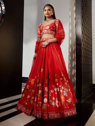 Ridhi Mehra-Rayen Red Embroidered Lehenga Set-INDIASPOPUP.COM