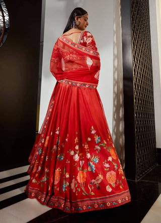 Ridhi Mehra-Rayen Red Embroidered Lehenga Set-INDIASPOPUP.COM