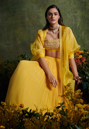 Ridhi Mehra-Primrose Yellow Embroidered Skirt Set-INDIASPOPUP.COM