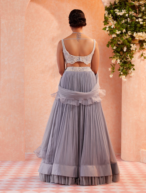 Grey Perrine Lehenga Set
