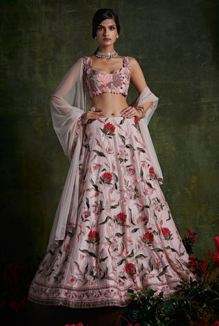 Ridhi Mehra-Pale Pink Embroidered Lehenga Set-INDIASPOPUP.COM