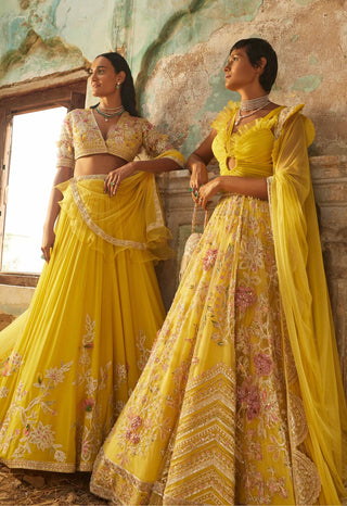 Ridhi Mehra-Raha Yellow Bodysuit Lehenga Set-INDIASPOPUP.COM