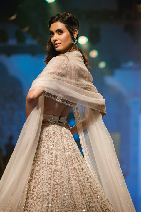Ridhi Mehra - Champagne & Ivory Lehenga Set - INDIASPOPUP.COM