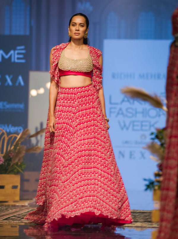 Ridhi Mehra-Pink Embroidered Blouse With Skirt-INDIASPOPUP.COM