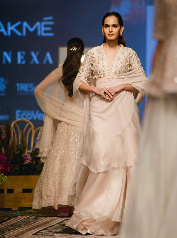 Ridhi Mehra - Ivory Embroidered Saree With Blouse - INDIASPOPUP.COM