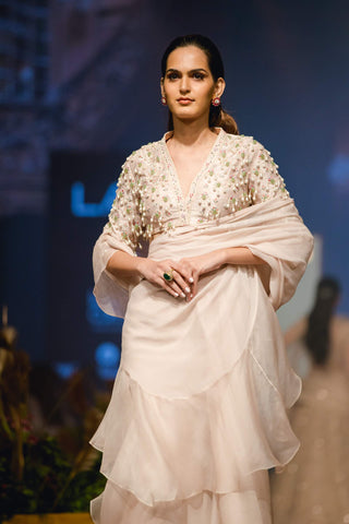 Ridhi Mehra - Ivory Embroidered Saree With Blouse - INDIASPOPUP.COM